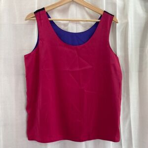 Impressions Reversible Tank Top Sleeveless Pink Blue Black Orange Medium 80s 90s